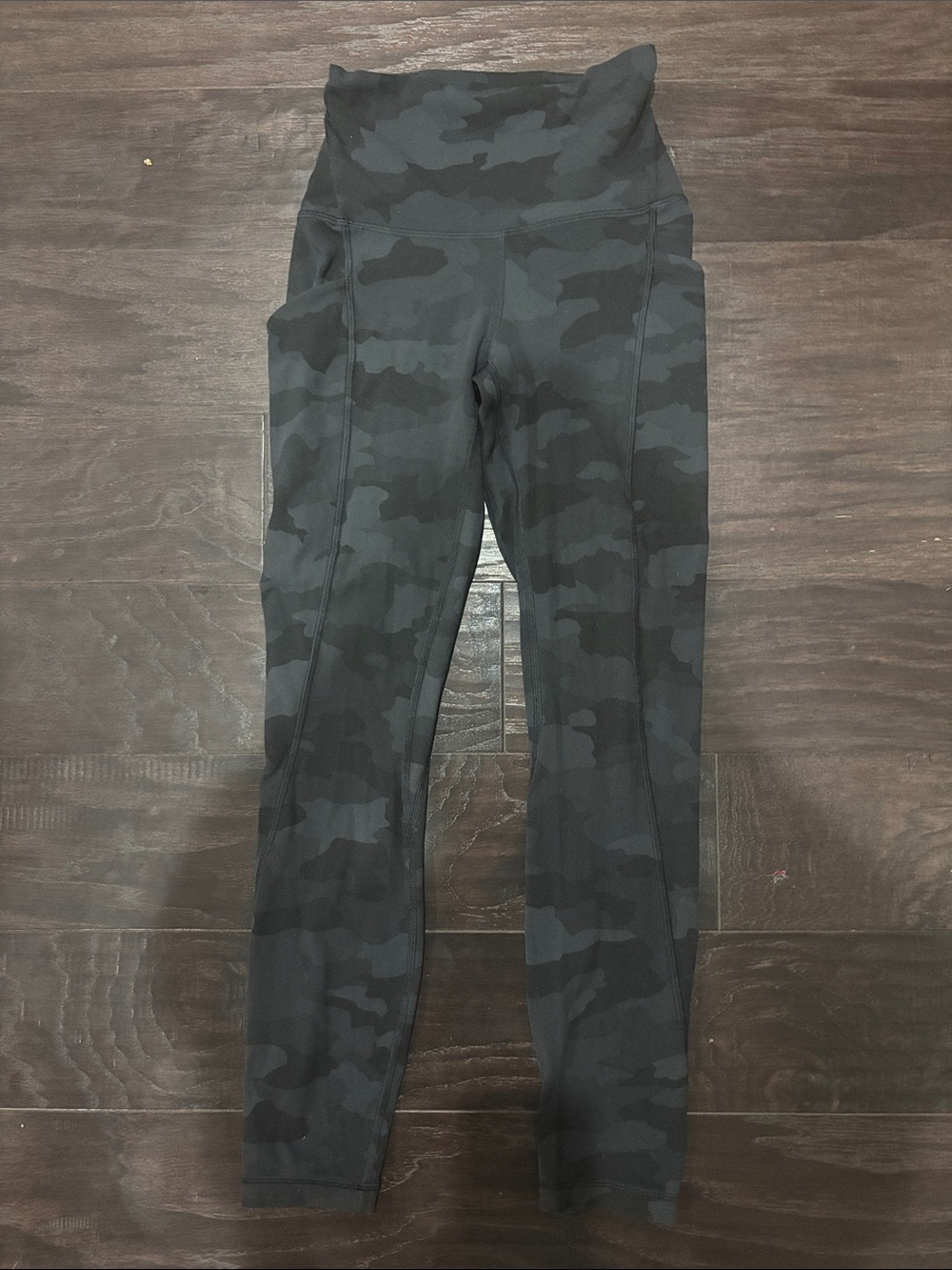 Lululemon High-Waisted Black Camo Leggings w/ Side Pockets